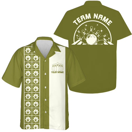Custom Retro Style Bowling Button Up Shirt, Vintage Bowling Hawaiian Team Shirt IPHW10080