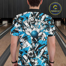 Load image into Gallery viewer, Custom Graffity Blue Camo Bowling Team Men Polo Shirts, Camouflage Bowling Jerseys IPHW10215