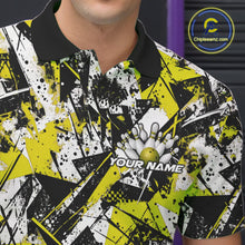 Load image into Gallery viewer, Custom Graffity Yellow Camo Bowling Team Men Polo Shirts, Camouflage Bowling Jerseys IPHW10217