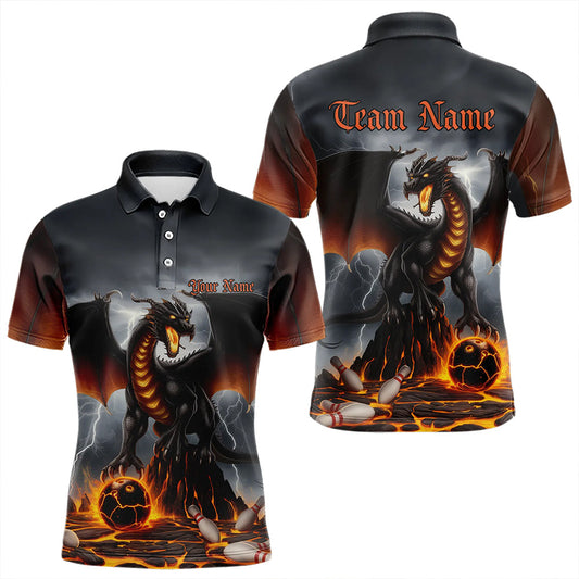 Custom Thunder Lightning Dragon Bowling Polo Shirts For Men,Dragon Bowling Team Shirt IPHW8300