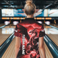 Load image into Gallery viewer, Custom Red Thunder Lightning Dragon Bowling Quarter-Zip Shirts For Women Bowling Uniform IPHW8303