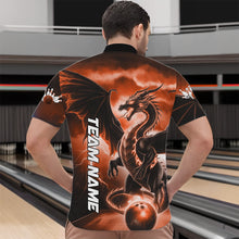 Load image into Gallery viewer, Custom Orange Thunder Lightning Dragon Bowling Quarter-Zip Shirts For Men, Dragon Bowling Uniform IPHW8304