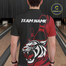 Load image into Gallery viewer, Custom Black And Red Tiger Bowling Jerseys, Tiger Bowling Team Men Polo Shirts IPHW9014