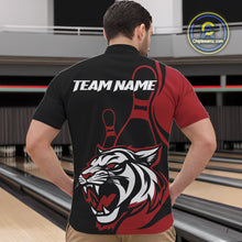 Load image into Gallery viewer, Custom Black And Red Tiger Bowling Jerseys, Tiger Bowling Team Men Quarter-Zip Shirts IPHW9014