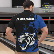 Load image into Gallery viewer, Custom Black And Blue Tiger Bowling Jerseys, Tiger Bowling Team Men Quarter-Zip Shirts IPHW9015