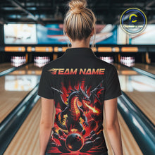 Load image into Gallery viewer, Custom Red Thunder Lightning Dragon Women Polo Shirts, Dragon Team Bowling League Shirt IPHW9024