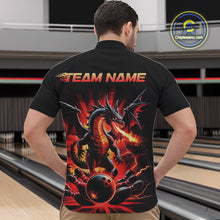 Load image into Gallery viewer, Custom Red Thunder Lightning Dragon Men Quarter-Zip Shirts, Dragon Team Bowling League Shirt IPHW9024