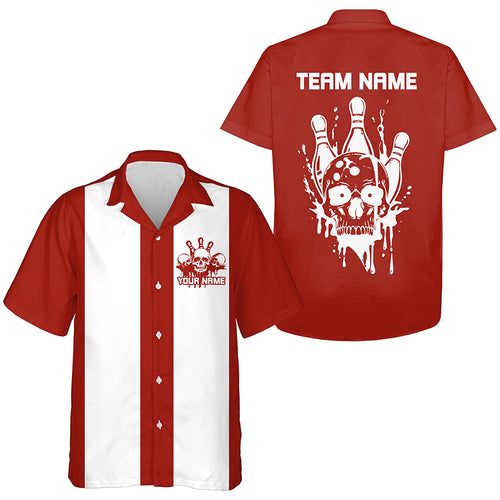 Custom Vintage Skull Bowling Shirts, Men And Ladies Retro Hawaiian Bowling Shirts IPHW6765