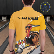 Load image into Gallery viewer, Custom Yellow Funny Turkey Bowling Team Shirts For Men, Thanksgiving Bowler Outfits IPHW7885