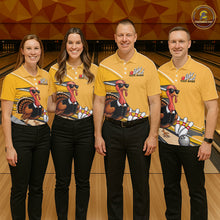 Load image into Gallery viewer, Custom Yellow Funny Turkey Bowling Team Shirts For Men, Thanksgiving Bowler Outfits IPHW7885