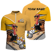 Load image into Gallery viewer, Custom Yellow Funny Turkey Bowling Team Shirts For Men, Thanksgiving Bowler Outfits IPHW7885