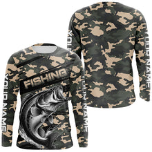 Load image into Gallery viewer, Largemouth Bass Fishing Camo Custom Long Sleeve Shirts, Patriotic Bass Fishing Jerseys IPHW6043