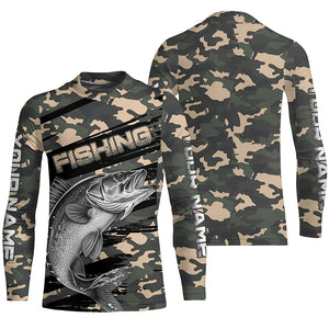 Walleye Fishing Camo Custom Long Sleeve Shirts, Patriotic Walleye Fishing Jerseys IPHW6044