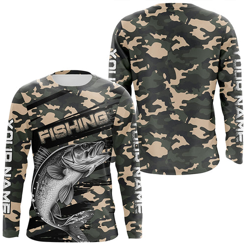 Walleye Fishing Camo Custom Long Sleeve Shirts, Patriotic Walleye Fishing Jerseys IPHW6044