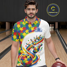 Load image into Gallery viewer, Custom Colorful Puzzles Autism Awareness Bowling Men Polo Shirt, Autism Acceptance Shirt IPHW11198