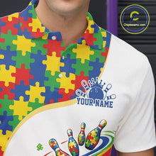 Load image into Gallery viewer, Custom Colorful Puzzles Autism Awareness Bowling Men Polo Shirt, Autism Acceptance Shirt IPHW11198
