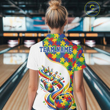 Load image into Gallery viewer, Custom Colorful Puzzles Autism Awareness Bowling Women Polo Shirt, Autism Acceptance Shirt IPHW11198