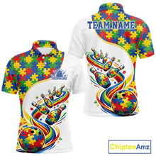Load image into Gallery viewer, Custom Colorful Puzzles Autism Awareness Bowling Men Polo Shirt, Autism Acceptance Shirt IPHW11198