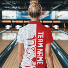 Load image into Gallery viewer, White And Red Custom Love Bowling Polo Shirts For Women, Valentines Couple Bowling Jerseys IPHW8324