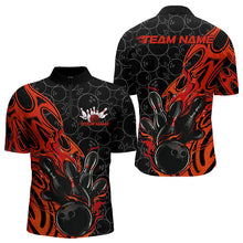 Load image into Gallery viewer, Custom Black And Red Tribal Flame Bowling Team Men Quarter-Zip Shirts, Bowling Pattern Outfits IPHW8814