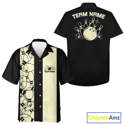 Custom Bowling Pin Pattern Vintage Bowling Team Shirt, 50S Retro Bowlers Outfit IPHW10087