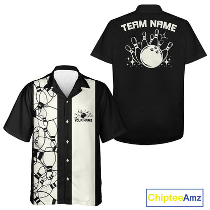 Custom Bowling Pin Pattern Vintage Bowling Team Shirt, 50S Retro Bowlers Outfit IPHW10087