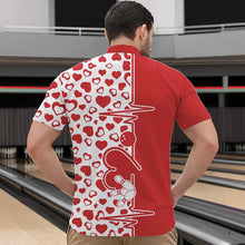 Load image into Gallery viewer, Red Bowling Heartbeat Pulse Line Custom Valentines Day Bowling Quarter-Zip Shirts For Men IPHW8331
