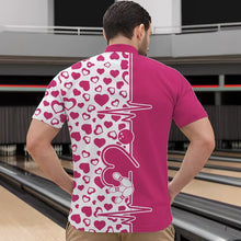 Load image into Gallery viewer, Pink Bowling Heartbeat Pulse Line Custom Valentines Day Bowling Quarter-Zip Shirts For Men IPHW8332