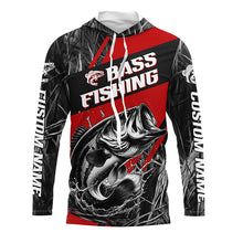 Load image into Gallery viewer, Black And Red Camo Bass Long Sleeve Tournament Fishing Shirts, Custom Bass Fishing Jerseys IPHW6315