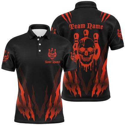 Custom Bowling Shirts For Men And Women, Multi-Color Bowling Pin Skull Team Shirts Tournament Jerseys IPHW6585