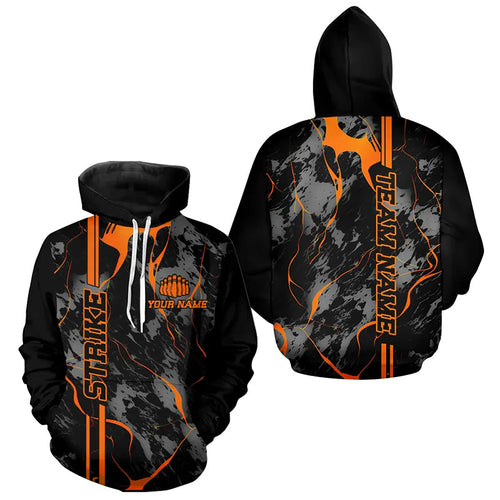 Custom Orange Strike Bowling Hoodie Shirts For Men And Women, Orange Camo Bowling Team Jerseys IPHW5385