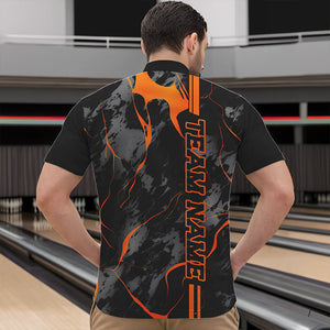 Custom Orange Strike Bowling Shirts Men Quarter Zip Camo Bowling Team Jerseys Bowling League IPHW5385