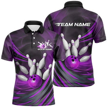Load image into Gallery viewer, Purple Flame Custom Bowling Shirts For Men, Fire Bowling Team Uniform Tournament IPHW7680