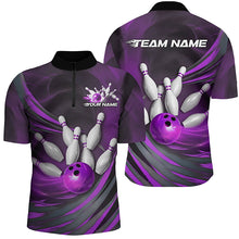 Load image into Gallery viewer, Purple Flame Custom Bowling Shirts For Men, Fire Bowling Team Uniform Tournament IPHW7680