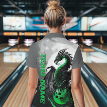 Load image into Gallery viewer, Black And Green Custom Dragon Bowling Womens Quarter-Zip Shirts, Dragon Bowling Team Shirts IPHW8821