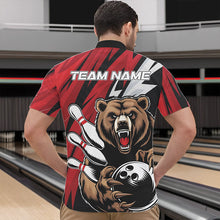 Load image into Gallery viewer, Personalized Bear Bowling Quarter-Zip Shirts For Men, Bear Bowling Team Red Bowling League Shirt IPHW8827