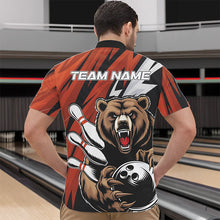 Load image into Gallery viewer, Personalized Bear Bowling Quarter-Zip Shirts For Men, Bear Bowling Team Orange Bowling League Shirt IPHW8828