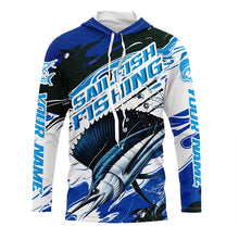 Load image into Gallery viewer, Custom Sailfish Fishing Blue Camo Long Sleeve Shirts, Sailfish Saltwater Fishing Jerseys IPHW6326