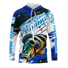 Load image into Gallery viewer, Custom Peacock Bass Fishing Blue Camo Long Sleeve Shirts, Peacock Bass Fishing Jerseys IPHW6328