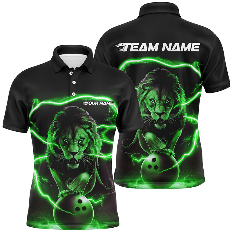 Custom Lion Bowling Polo Shirts For Men, Personalized Bowling Shirts Bowling Uniform | Green IPHW6786