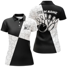 Load image into Gallery viewer, Black And White Custom Retro Bowling Shirts For Women, Classic Bowling Team Shirt Bowlers Outfit IPHW7371