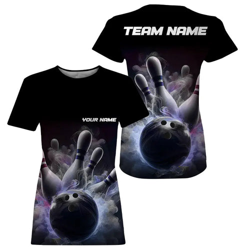 Custom Bowling T-Shirts For Women Smoke Bowling Team Jerseys Strike Bowling IPHW5402