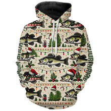 Load image into Gallery viewer, Custom Largemouth Bass Fishing Ugly Sweater Pattern Style All Over Shirts Christmas Fishing Shirt IPHW7903