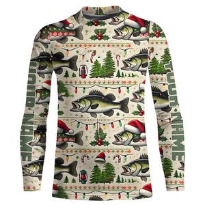 Custom Largemouth Bass Fishing Ugly Sweater Pattern Style All Over Shirts Christmas Fishing Shirt IPHW7903