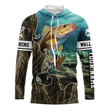 Load image into Gallery viewer, Lake Camo Walleye Fishing Custom Long Sleeve Fishing Shirts, Walleye Tournament Fishing Jerseys IPHW5742