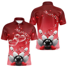 Load image into Gallery viewer, Red Heart Theme Custom Valentines Bowling Polo Shirts For Men, Couple Bowling Shirt IPHW8344