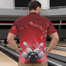 Load image into Gallery viewer, Red Heart Theme Custom Valentines Bowling Quarter-Zip Shirts For Men, Couple Bowling Shirt IPHW8344
