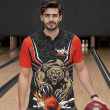 Load image into Gallery viewer, Black And Orange Custom Bear Bowling Jerseys, Bear Bowling Team Polo Shirts For Men IPHW8830