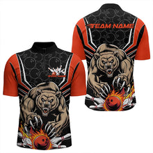 Load image into Gallery viewer, Black And Orange Custom Bear Bowling Jerseys, Bear Bowling Team Quarter-Zip Shirts For Men IPHW8830