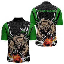 Load image into Gallery viewer, Black And Green Custom Bear Bowling Jerseys, Bear Bowling Team Quarter-Zip Shirts For Men IPHW8832